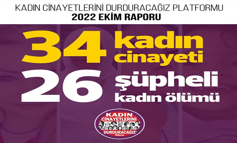 EKİM AYINDA 34 KADIN 1O AYDA 275 KADIN KATLEDİLDİ