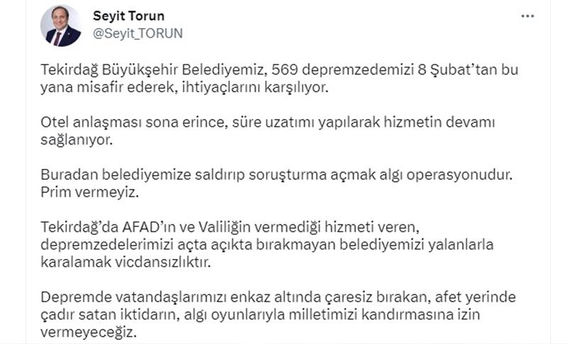 CHP'Lİ TORUN'DAN TTB SORUŞTURMASINA TEPKİ: ALGI OPERASYONU