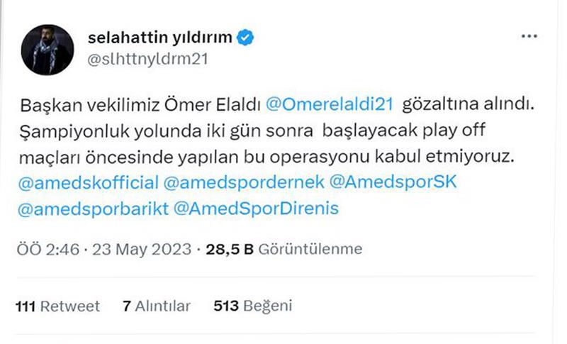 CÎGIRÊ SEROKÊ AMEDSPORÊ ELALDI Û JI MALBATA WÎ 14 KES HATIN BIN ÇAV KIRIN