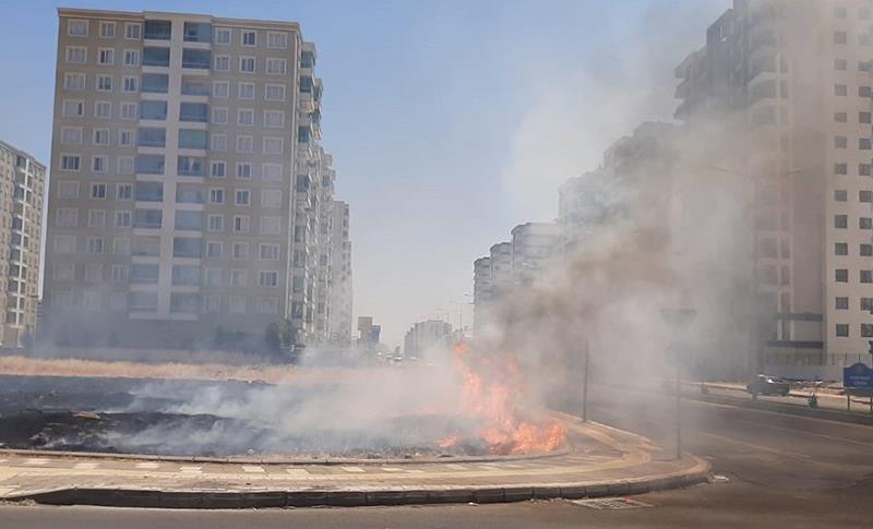 DİYARBAKIR'DA ANIZ YAKMALAR KENT MERKEZİNE KADAR YAYILDI