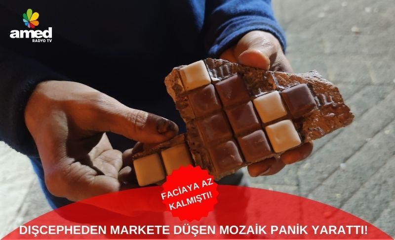 DIŞCEPHEDEN MARKET ÜZERİNE DÜŞEN MOZAİK PARÇALARI PANİK YARATTI!